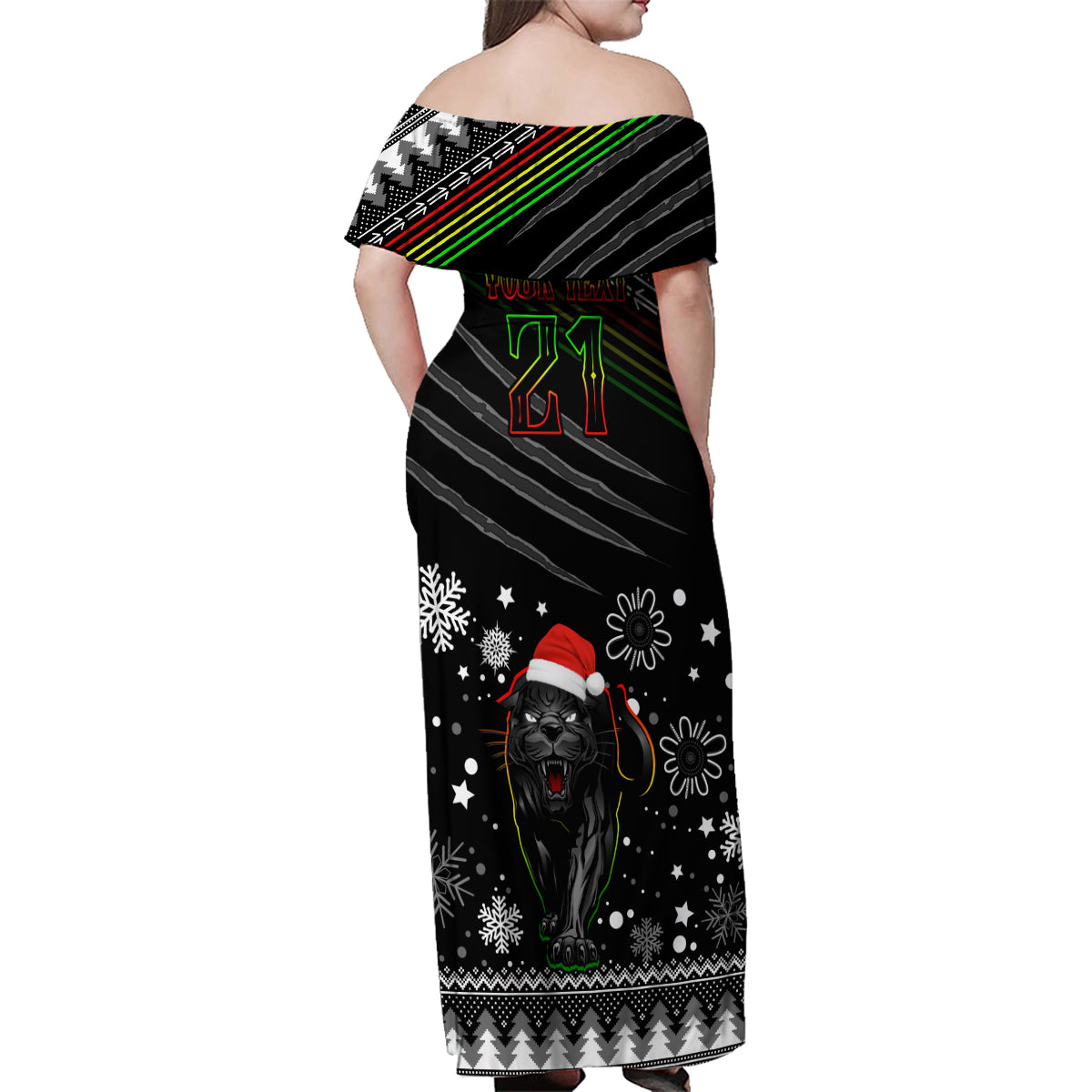 custom-panthers-rugby-family-matching-off-shoulder-maxi-dress-and-hawaiian-shirt-go-the-mighty-panthers-2023-christmas-vibe-unique