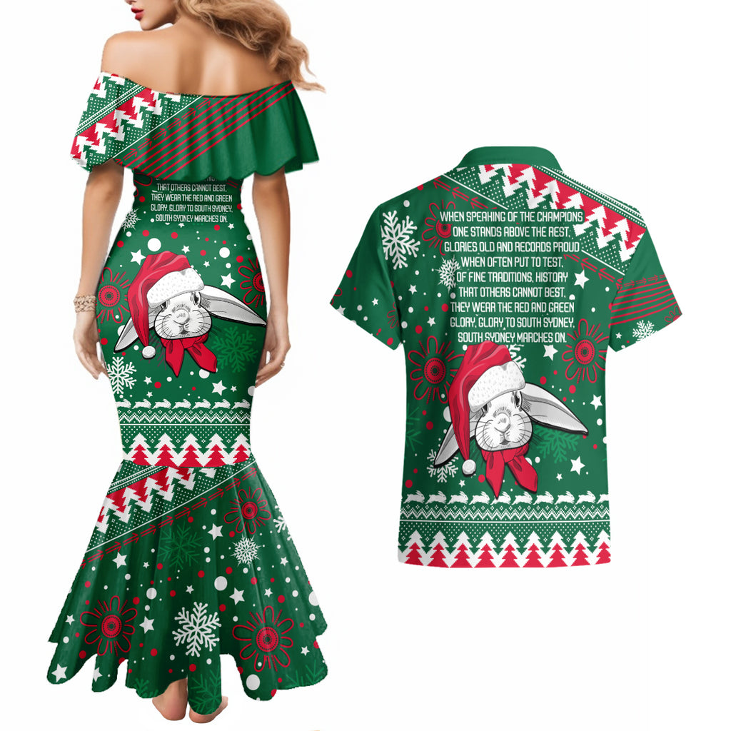 rabbitohs-rugby-couples-matching-mermaid-dress-and-hawaiian-shirt-glory-glory-the-south-2023-christmas-vibe-unique