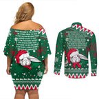 rabbitohs-rugby-couples-matching-off-shoulder-short-dress-and-long-sleeve-button-shirts-glory-glory-the-south-2023-christmas-vibe-unique