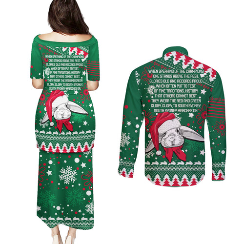 rabbitohs-rugby-couples-matching-puletasi-dress-and-long-sleeve-button-shirts-glory-glory-the-south-2023-christmas-vibe-unique