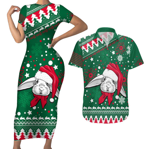 rabbitohs-rugby-couples-matching-short-sleeve-bodycon-dress-and-hawaiian-shirt-glory-glory-the-south-2023-christmas-vibe-unique
