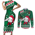 rabbitohs-rugby-couples-matching-short-sleeve-bodycon-dress-and-long-sleeve-button-shirts-glory-glory-the-south-2023-christmas-vibe-unique