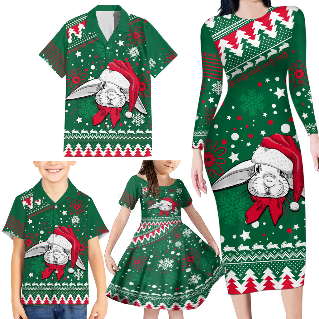 rabbitohs-rugby-family-matching-long-sleeve-bodycon-dress-and-hawaiian-shirt-glory-glory-the-south-2023-christmas-vibe-unique