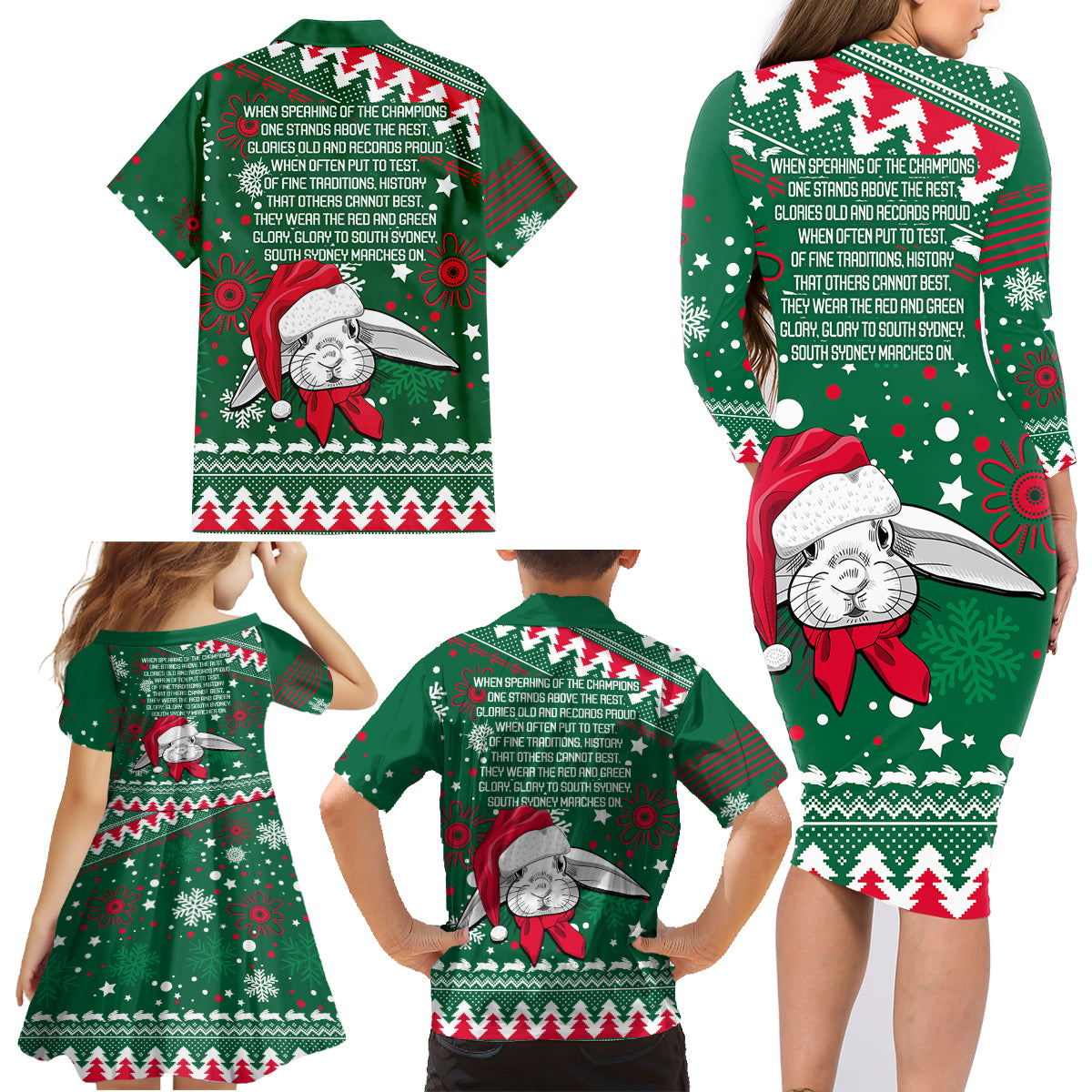 rabbitohs-rugby-family-matching-long-sleeve-bodycon-dress-and-hawaiian-shirt-glory-glory-the-south-2023-christmas-vibe-unique