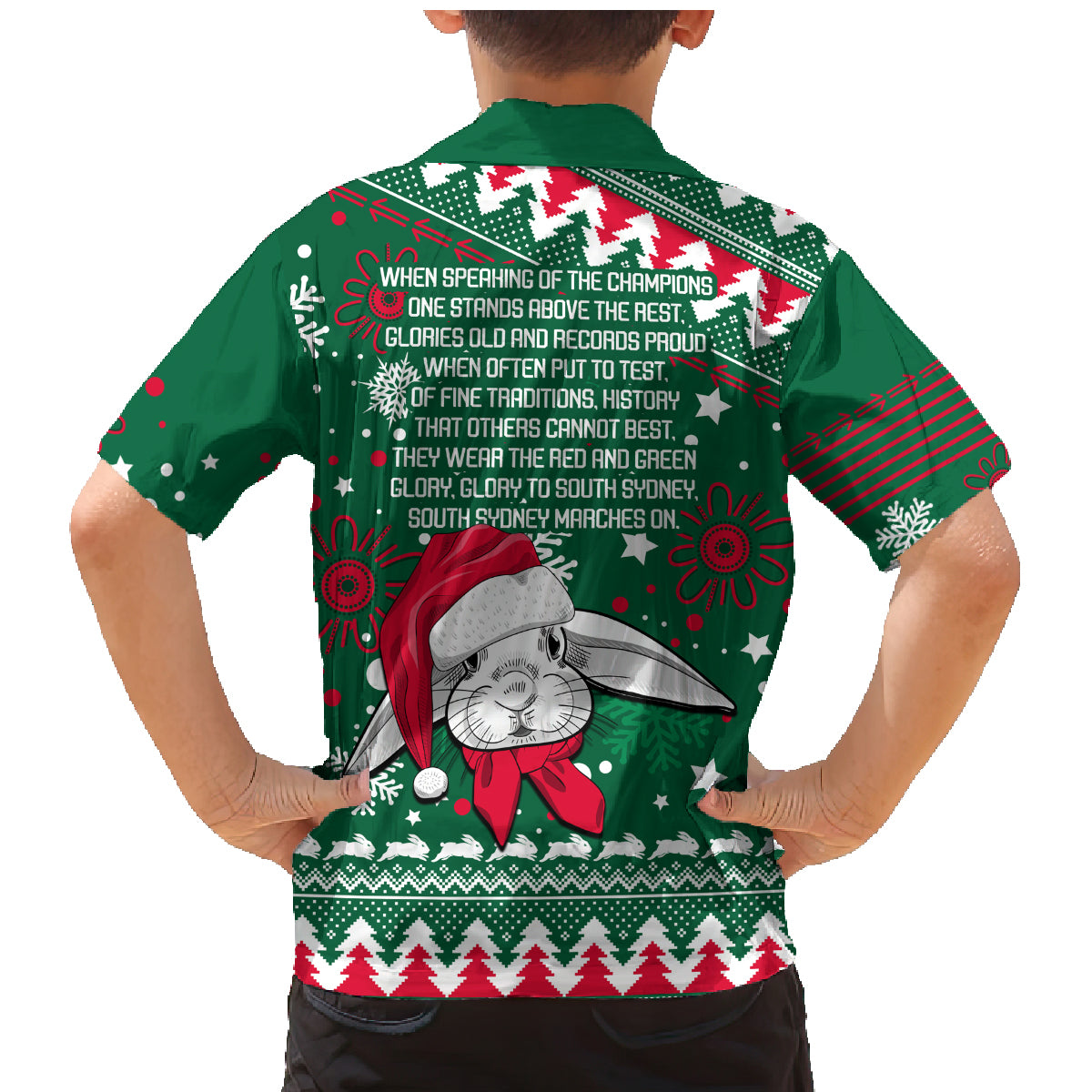 rabbitohs-rugby-family-matching-mermaid-dress-and-hawaiian-shirt-glory-glory-the-south-2023-christmas-vibe-unique