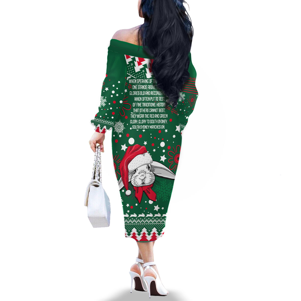 rabbitohs-rugby-family-matching-off-shoulder-long-sleeve-dress-and-hawaiian-shirt-glory-glory-the-south-2023-christmas-vibe-unique