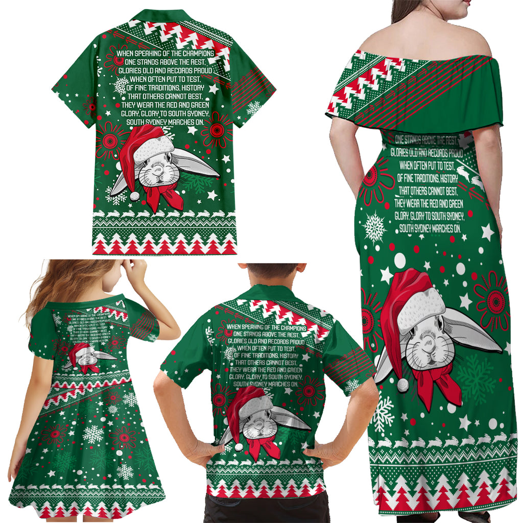 rabbitohs-rugby-family-matching-off-shoulder-maxi-dress-and-hawaiian-shirt-glory-glory-the-south-2023-christmas-vibe-unique