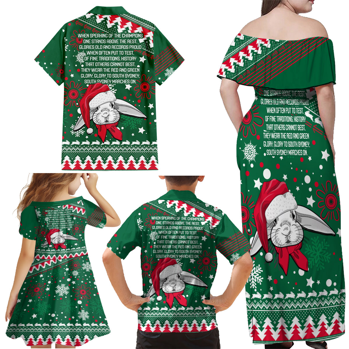 rabbitohs-rugby-family-matching-off-shoulder-maxi-dress-and-hawaiian-shirt-glory-glory-the-south-2023-christmas-vibe-unique