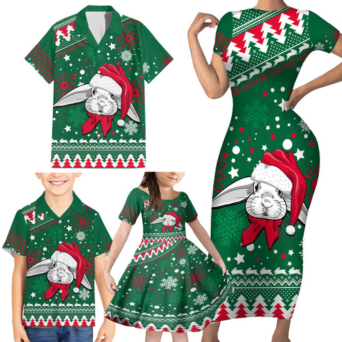 rabbitohs-rugby-family-matching-short-sleeve-bodycon-dress-and-hawaiian-shirt-glory-glory-the-south-2023-christmas-vibe-unique