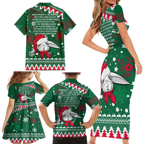 rabbitohs-rugby-family-matching-short-sleeve-bodycon-dress-and-hawaiian-shirt-glory-glory-the-south-2023-christmas-vibe-unique
