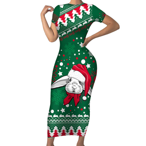 rabbitohs-rugby-family-matching-short-sleeve-bodycon-dress-and-hawaiian-shirt-glory-glory-the-south-2023-christmas-vibe-unique