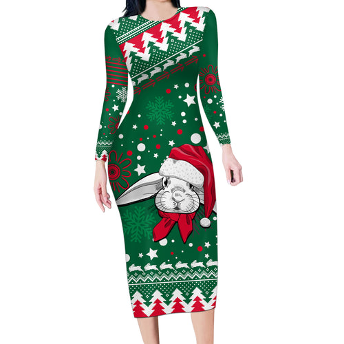rabbitohs-rugby-long-sleeve-bodycon-dress-glory-glory-the-south-2023-christmas-vibe-unique