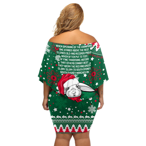 rabbitohs-rugby-off-shoulder-short-dress-glory-glory-the-south-2023-christmas-vibe-unique