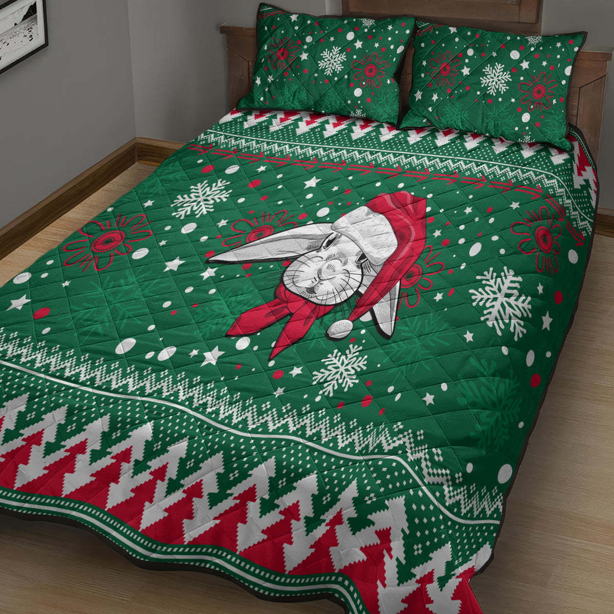 rabbitohs-rugby-quilt-bed-set-glory-glory-the-south-2023-christmas-vibe-unique