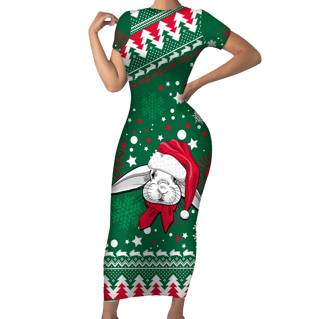 rabbitohs-rugby-short-sleeve-bodycon-dress-glory-glory-the-south-2023-christmas-vibe-unique