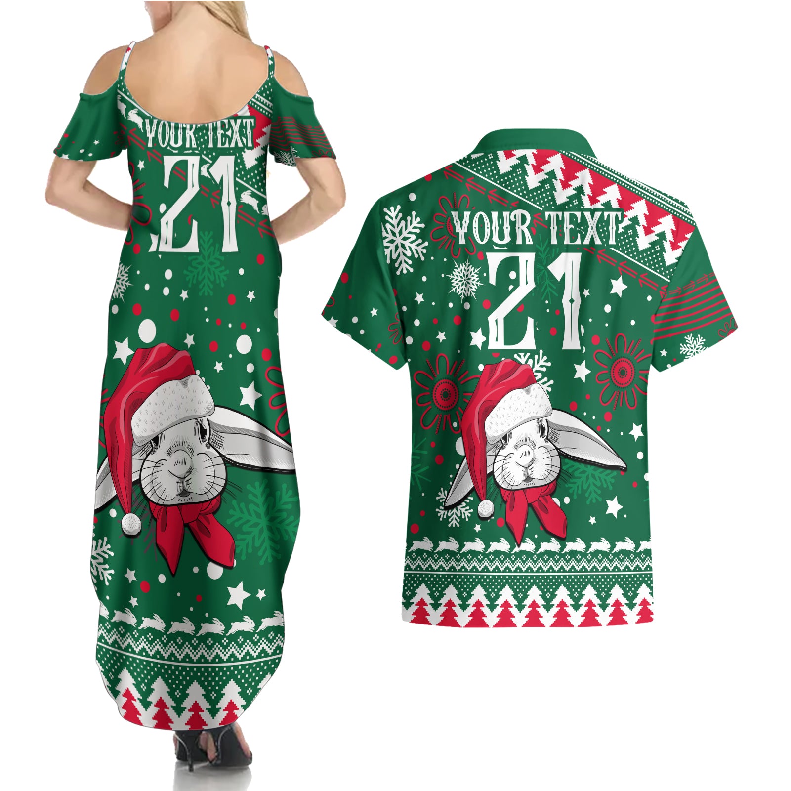 custom-rabbitohs-rugby-couples-matching-summer-maxi-dress-and-hawaiian-shirt-glory-glory-the-south-2023-christmas-vibe-unique