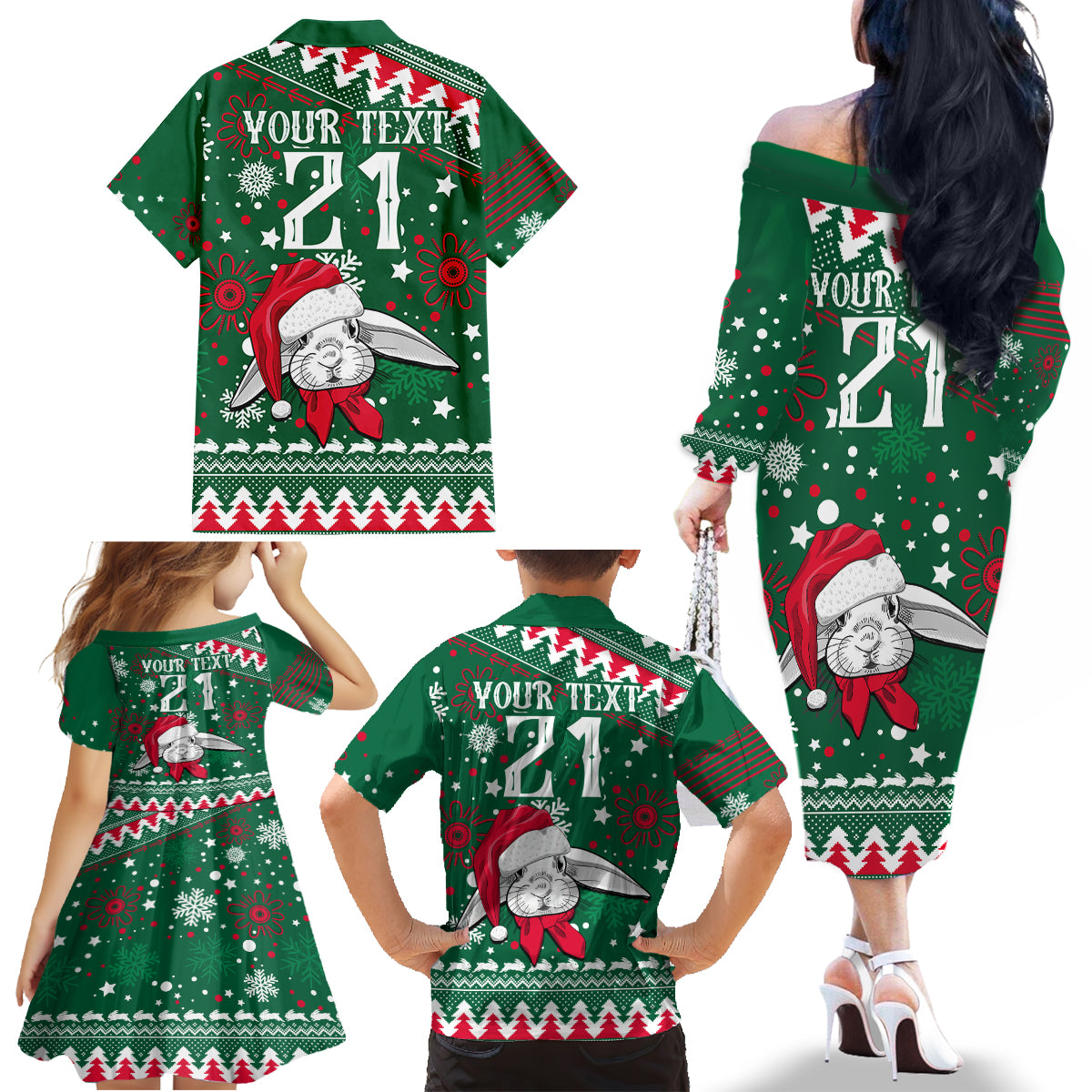 custom-rabbitohs-rugby-family-matching-off-shoulder-long-sleeve-dress-and-hawaiian-shirt-glory-glory-the-south-2023-christmas-vibe-unique