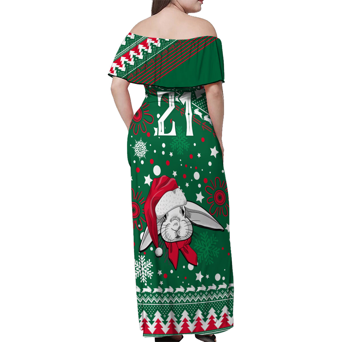 custom-rabbitohs-rugby-family-matching-off-shoulder-maxi-dress-and-hawaiian-shirt-glory-glory-the-south-2023-christmas-vibe-unique