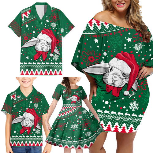 custom-rabbitohs-rugby-family-matching-off-shoulder-short-dress-and-hawaiian-shirt-glory-glory-the-south-2023-christmas-vibe-unique