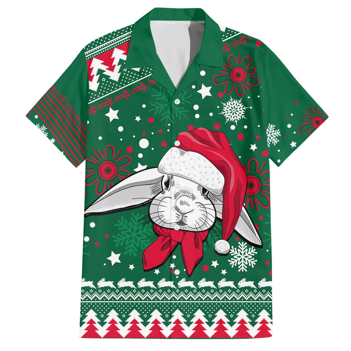custom-rabbitohs-rugby-family-matching-off-shoulder-short-dress-and-hawaiian-shirt-glory-glory-the-south-2023-christmas-vibe-unique