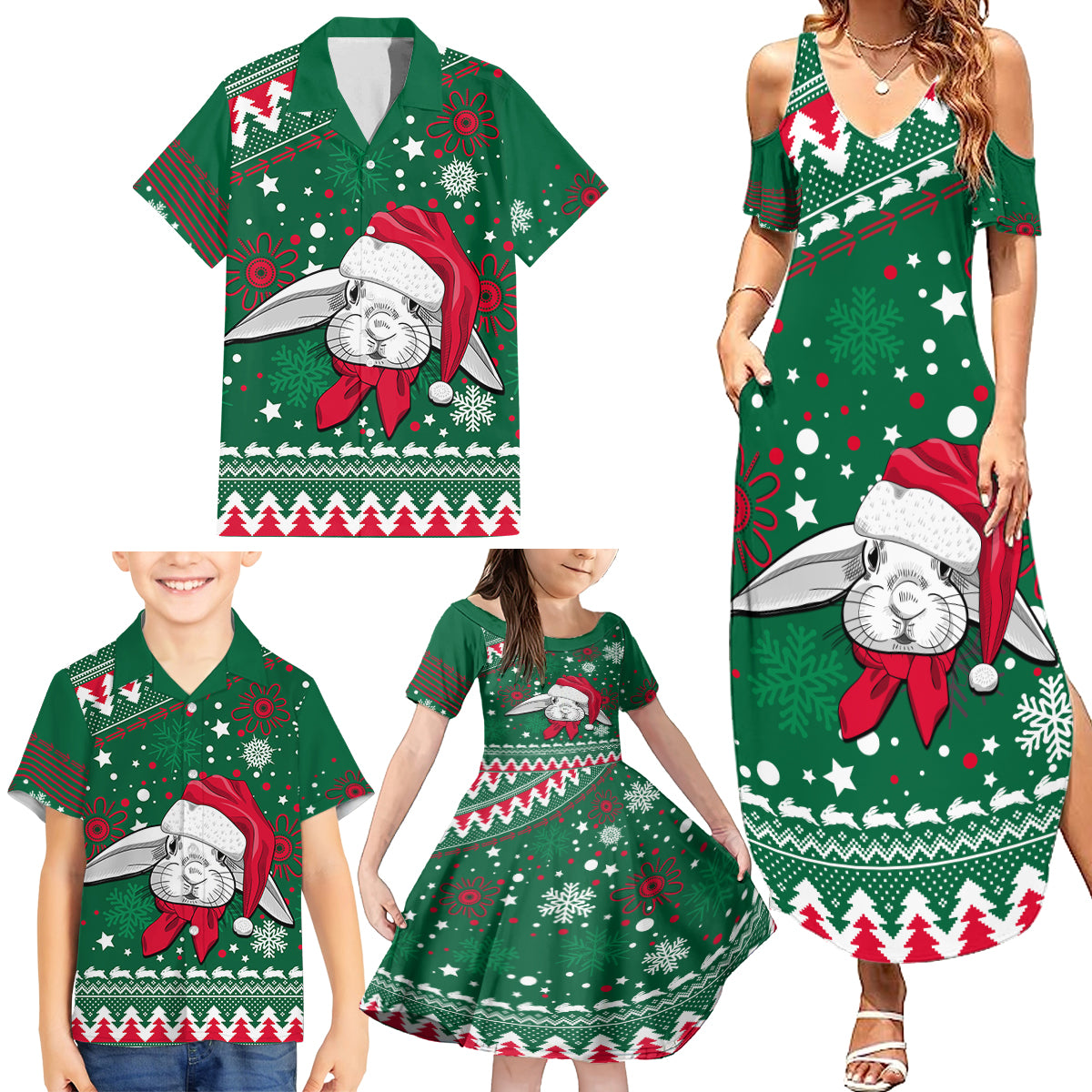 custom-rabbitohs-rugby-family-matching-summer-maxi-dress-and-hawaiian-shirt-glory-glory-the-south-2023-christmas-vibe-unique