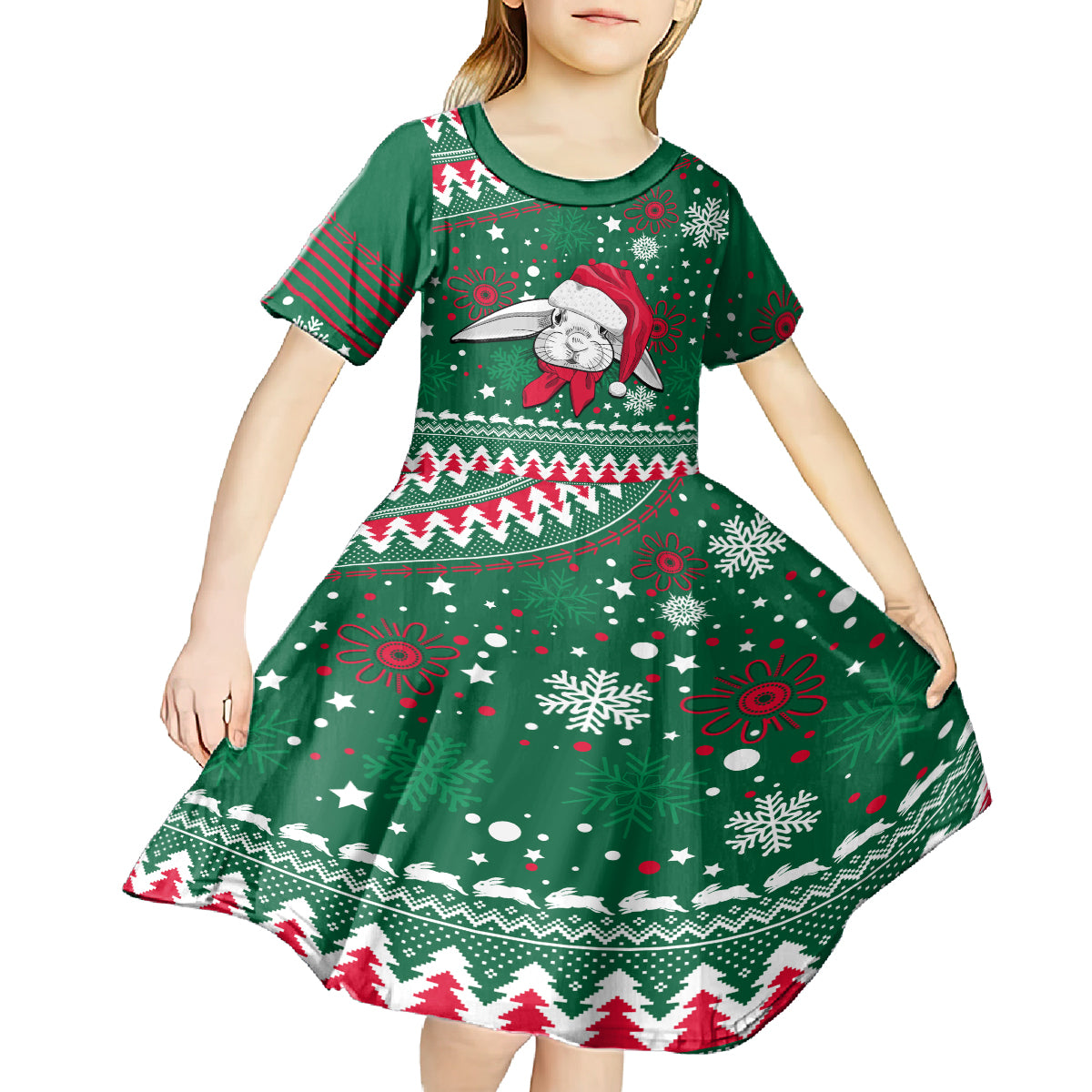 custom-rabbitohs-rugby-kid-short-sleeve-dress-glory-glory-the-south-2023-christmas-vibe-unique