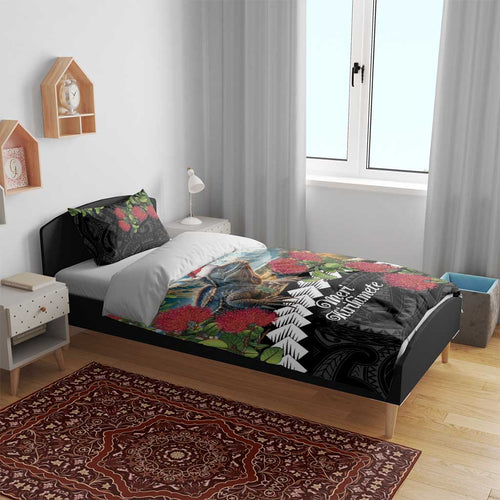 Meri Kirihimete Tuatara Bedding Set New Zealand Fern with Puhutukawa Flowers