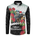Meri Kirihimete Tuatara Button Sweatshirt New Zealand Fern with Puhutukawa Flowers