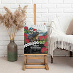 Meri Kirihimete Tuatara Canvas Wall Art New Zealand Fern with Puhutukawa Flowers