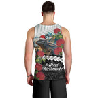 Meri Kirihimete Tuatara Men Tank Top New Zealand Fern with Puhutukawa Flowers