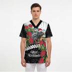 Meri Kirihimete Tuatara Scrub Top New Zealand Fern with Puhutukawa Flowers - Aussie Hoodie