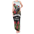 Meri Kirihimete Tuatara Tank Maxi Dress New Zealand Fern with Puhutukawa Flowers