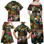 Meri Kirihimete Kakapo Santa Family Matching Off Shoulder Maxi Dress and Hawaiian Shirt Merry Christmas with Tropical Vibe