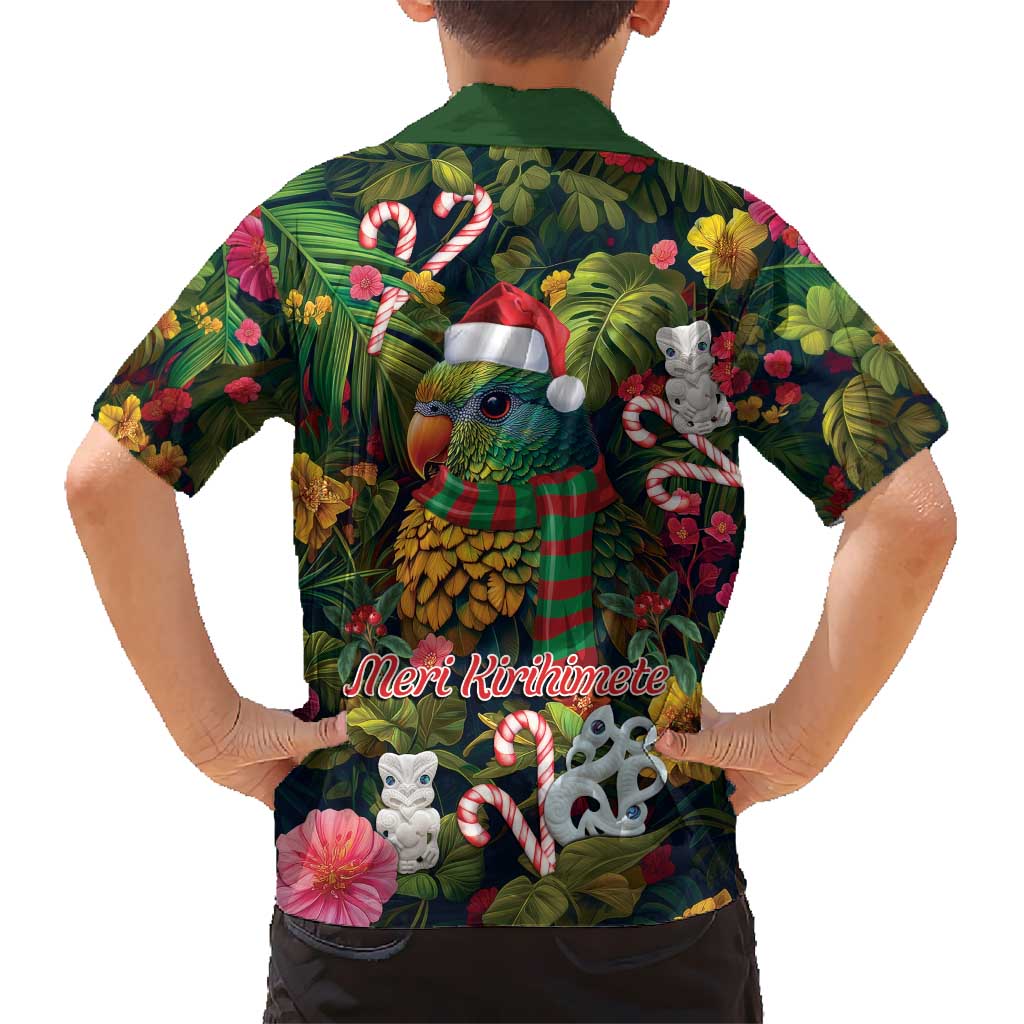 Meri Kirihimete Kakapo Santa Kid Hawaiian Shirt Merry Christmas with Tropical Vibe