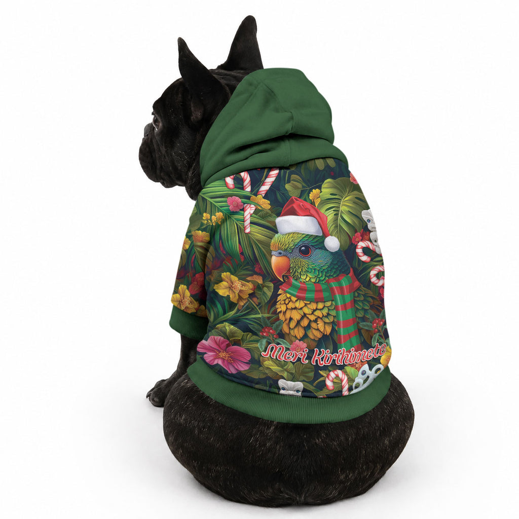 Meri Kirihimete Kakapo Santa Pet Hoodie Merry Christmas with Tropical Vibe