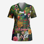 Meri Kirihimete Kakapo Santa Scrub Top Merry Christmas with Tropical Vibe - Aussie Hoodie