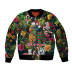 Meri Kirihimete Kakapo Santa Sleeve Zip Bomber Jacket Merry Christmas with Tropical Vibe