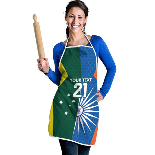 India vs Australia Custom Apron Blue vs Gold Cricket Heritage - Aussie Hoodie