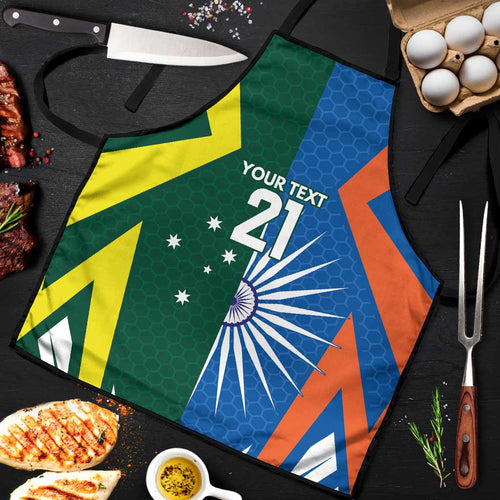 India vs Australia Custom Apron Blue vs Gold Cricket Heritage - Aussie Hoodie