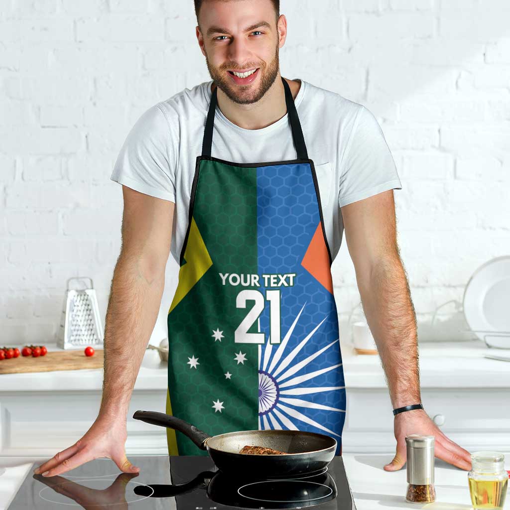 India vs Australia Custom Apron Blue vs Gold Cricket Heritage - Aussie Hoodie