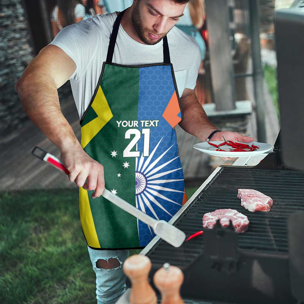 India vs Australia Custom Apron Blue vs Gold Cricket Heritage - Aussie Hoodie