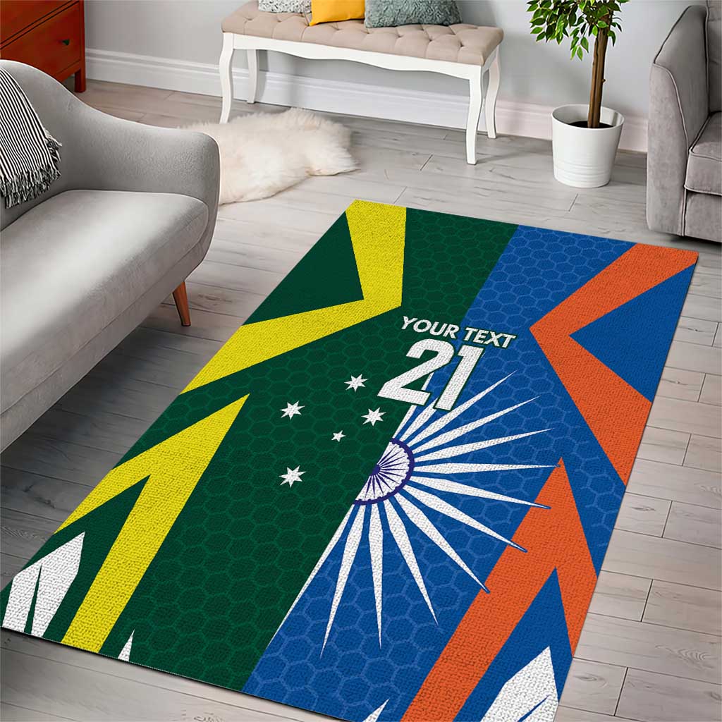 India vs Australia Custom Area Rug Blue vs Gold Cricket Heritage - Aussie Hoodie