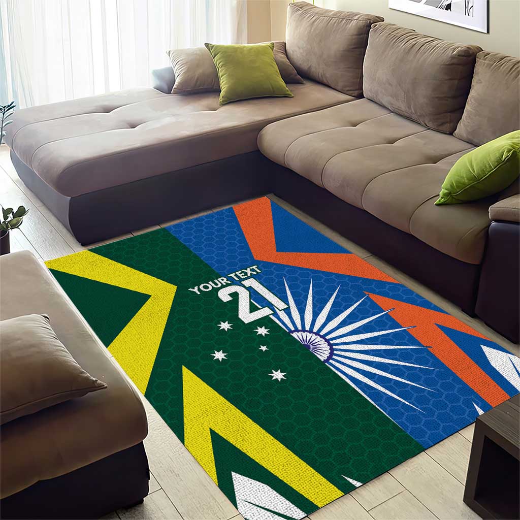 India vs Australia Custom Area Rug Blue vs Gold Cricket Heritage - Aussie Hoodie
