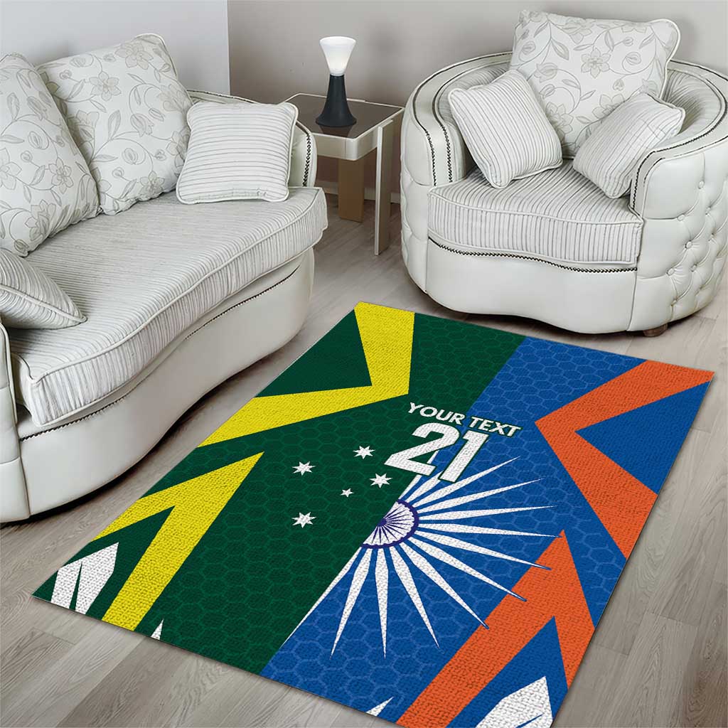 India vs Australia Custom Area Rug Blue vs Gold Cricket Heritage - Aussie Hoodie