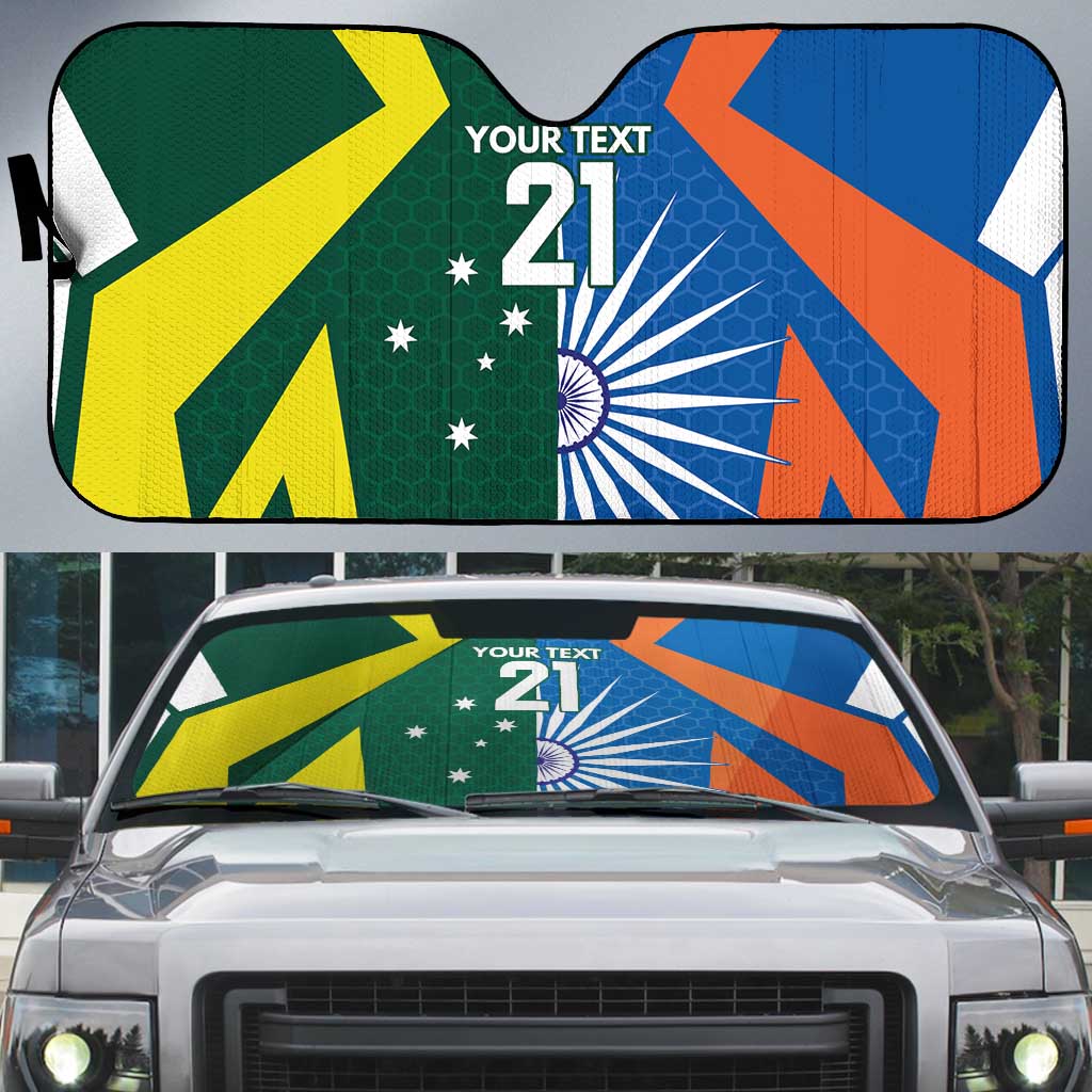 India vs Australia Custom Auto Sun Shade Blue vs Gold Cricket Heritage - Aussie Hoodie
