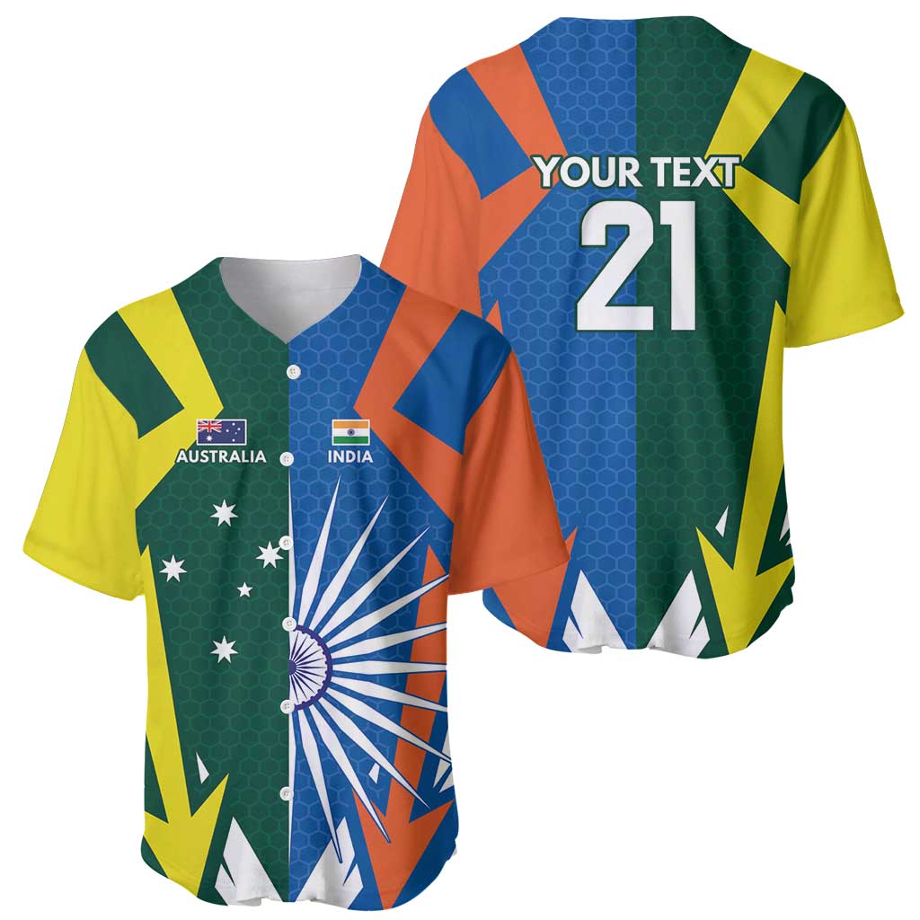 India vs Australia Custom Baseball Jersey Blue vs Gold Cricket Heritage - Aussie Hoodie