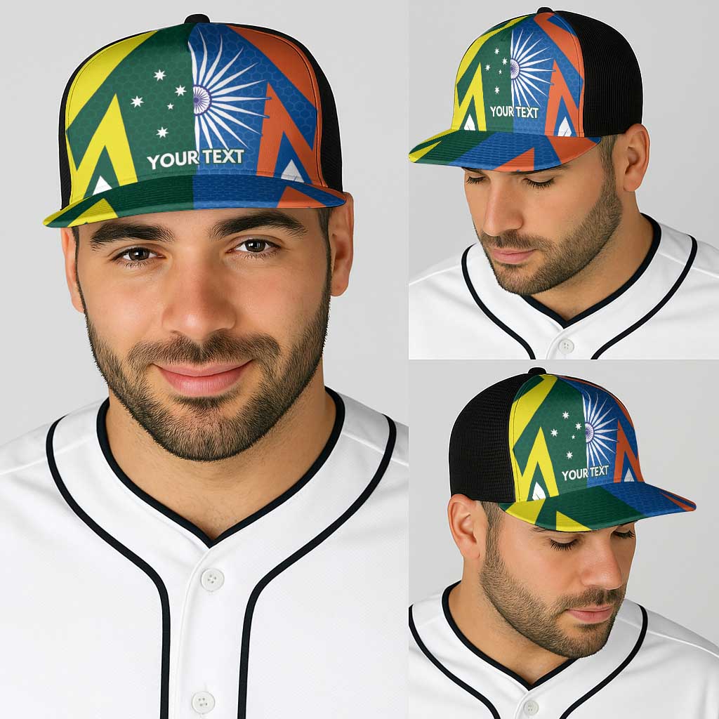 India vs Australia Personalised Baseball Net Cap Blue vs Gold Cricket Heritage - Aussie Hoodie