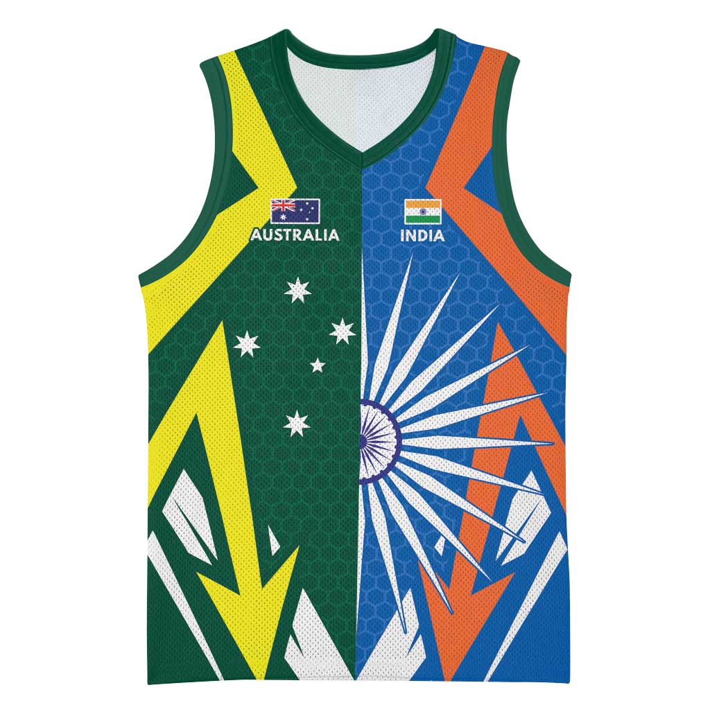 India vs Australia Custom Basketball Jersey Blue vs Gold Cricket Heritage - Aussie Hoodie