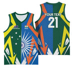 India vs Australia Custom Basketball Jersey Blue vs Gold Cricket Heritage - Aussie Hoodie