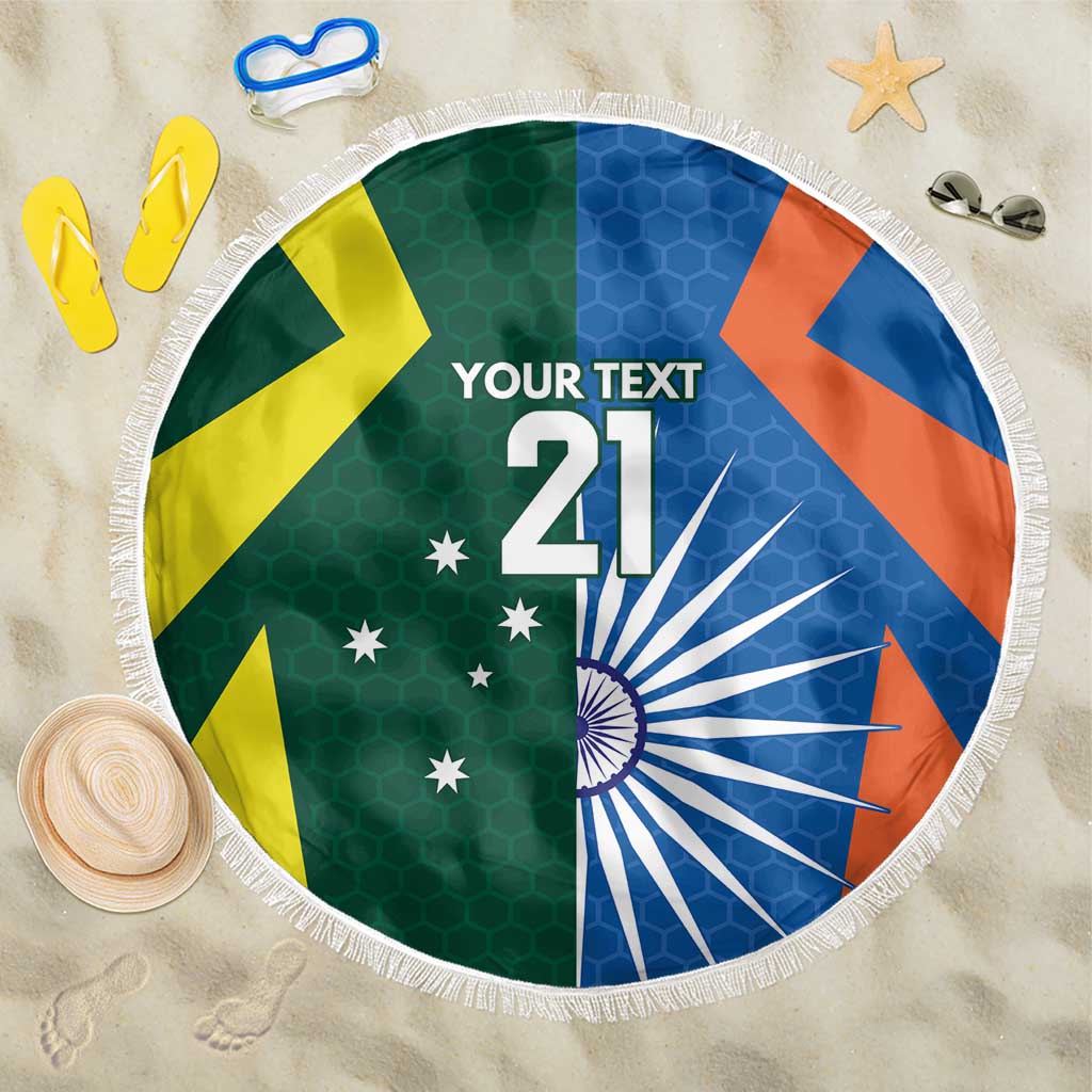 India vs Australia Custom Beach Blanket Blue vs Gold Cricket Heritage - Aussie Hoodie